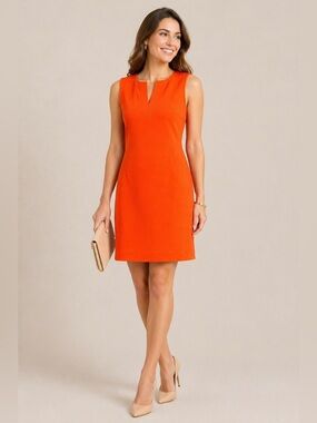 New York & Company Orange Dress NWT Sleeveless Work Career Shift Dress